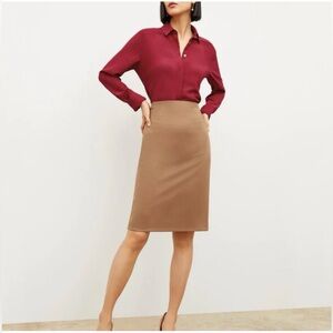 M.M. LaFleur camel wool pencil skirt